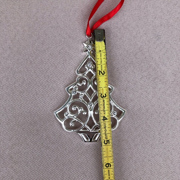 Lenox Sparkle and Scroll Tree Ornament Christmas Clear Crystals Silver Plated - Picture 10 of 10